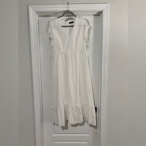Shein White Eyelet Midi Dress